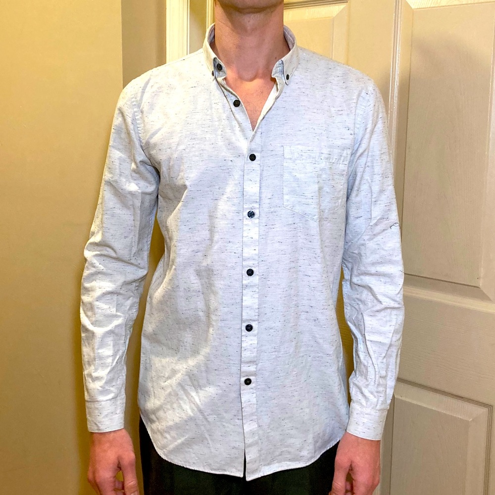 Topman speckled off-white button down shirt